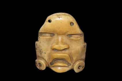 2 3/16" Olmec Maskette Pendant, South America, Motley COA