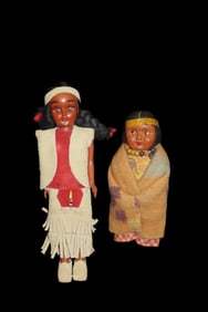 Pair of Native American Indian Skookum Dolls, early 1900's
