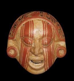 8 5/8" Pre-Columbian Aztec Style Human Effigy Mask, Solid, Mexico, #RK-P9