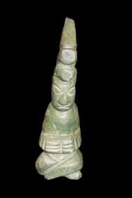 9 1/4" Pre-Columbian Mayan Human Figure, South America, Motley COA, Jadeite