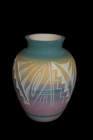 6" Tall Native American Indian Southwest Navajo Jar / Pot, Pottery, Signed