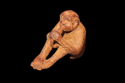 Vintage Pre-Columbian Monkey Carving from Peru, Erotic, Wooden,