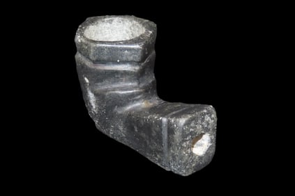Early 1900's Carved Stone Elbow Pipe, found along the Mississippi River by Ron Knowles