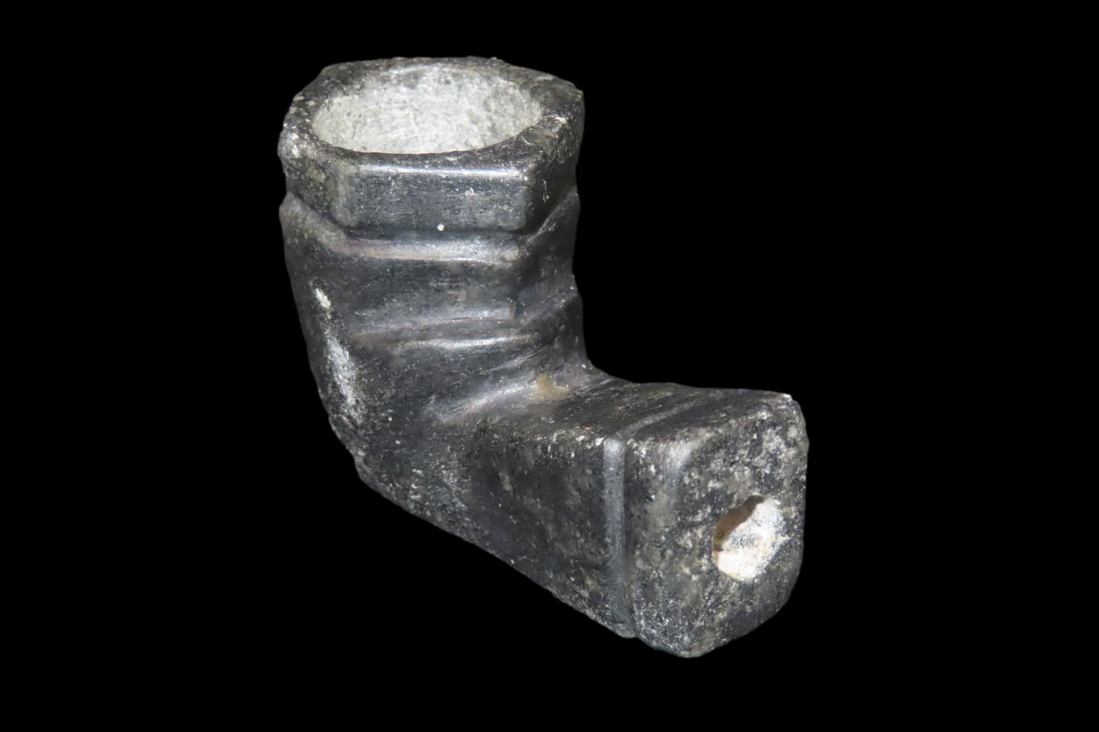 Early 1900's Carved Stone Elbow Pipe, found along the Mississippi River by Ron Knowles (1 of 7)