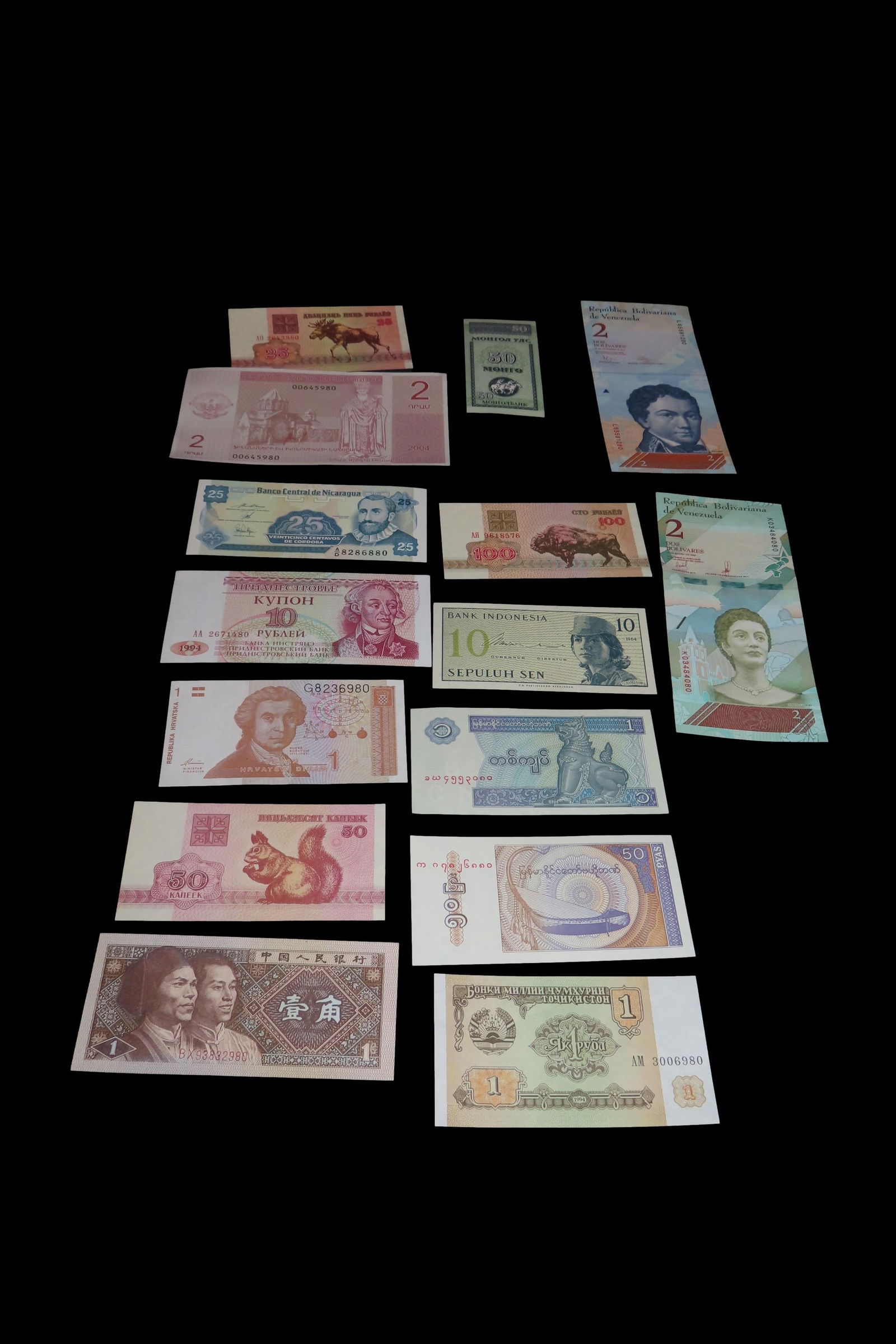 Lot of 15 Different Foreign Bank Notes, Dollars, Bills, From all Over the World! (1 of 3)
