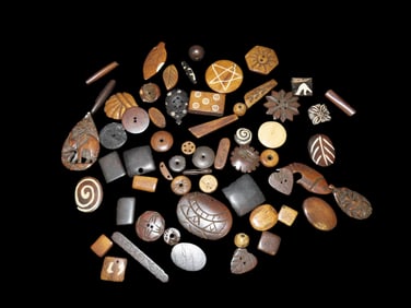 Huge Lot of Vintage Carved Bone Beads & Pendants