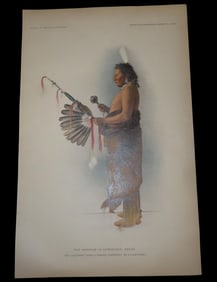 Original 1904 Pawnee Indian Print. The Kurahus in Ceremonial Dress