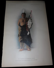 Original 1904 Pawnee Indian Print. The Kurahus in Ceremonial Dress