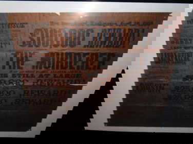 20" x 16" Framed Copy of Abe Lincoln's Murdered Reward Poster. Famous Historical Documents