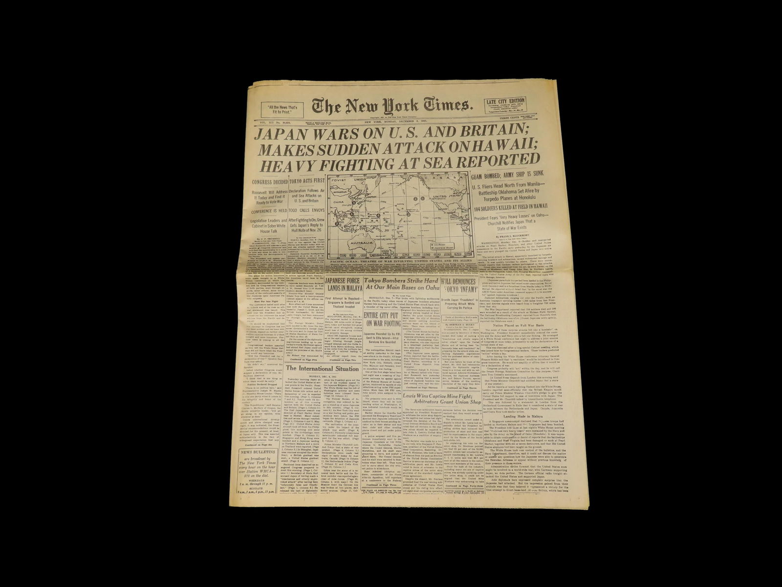 Historical 1941 New York Times Newspaper, Japan Wars on U.S., WW2, Thick Full 50+ Page Paper full of: Historical 1941 New York Times Newspaper, Japan Wars on U.S., WW2, Thick Full 50+ Page Paper full of Historical Info, Pics, Adds, Stories, Etc.