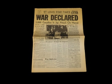 Historical 1941 St Louis Star Newspaper, War Declared, WW2 Full 25+ Page Paper full of Historical