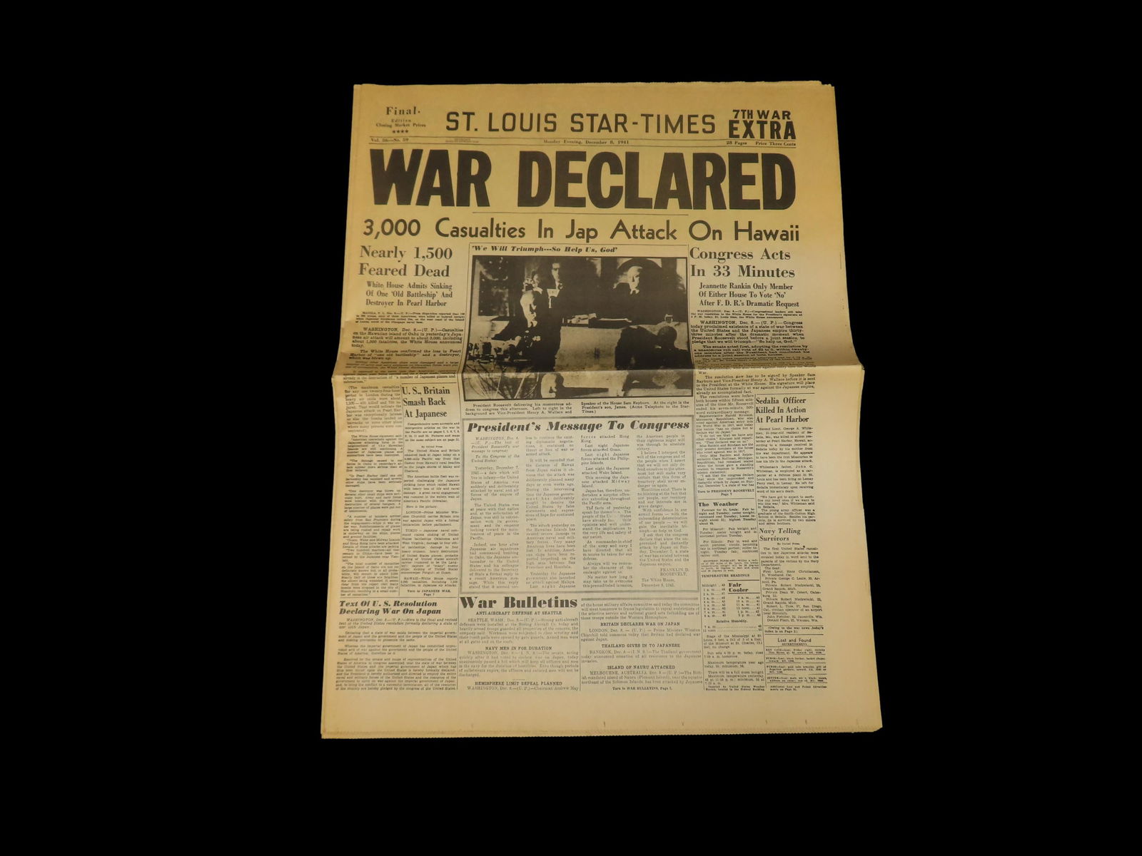 Historical 1941 St Louis Star Newspaper, War Declared, WW2 Full 25+ Page Paper full of Historical: Historical 1941 St Louis Star Newspaper, War Declared, WW2 Full 25+ Page Paper full of Historical Info, Pics, Adds, Stories, Etc.