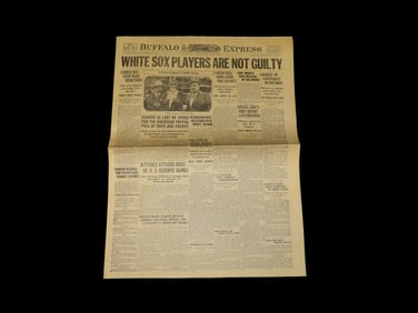 Historical 1921 Buffalo Express Newspaper, White Sox Players Not Guilty, Full Paper full of