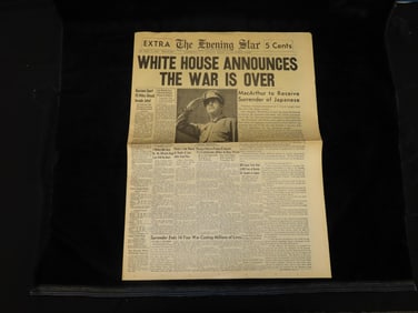 Historical 1945 The Evening Star Newspaper, The War is Over, Full Paper full of Historical Info,