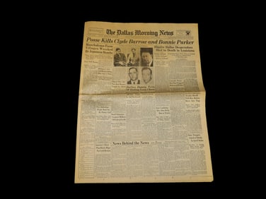 Historical 1934 Dallas Morning News Newspaper, Bonnie & Clyde, Full Paper full of Historical Info,
