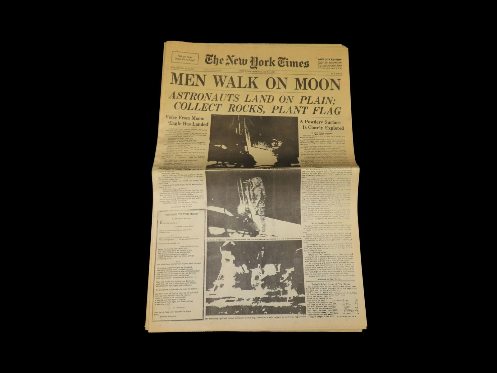 Historical 1969 New York Times Newspaper, Men Walk on the Moon, Thick Full 50+ Page Paper full of: Historical 1969 New York Times Newspaper, Men Walk on the Moon, Thick Full 50+ Page Paper full of Historical Info, Pics, Adds, Stories, Etc.