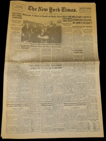 Historical 1965 New York Times Newspaper, Malcolm X Shot to Death, Full 40+ Page Paper full of