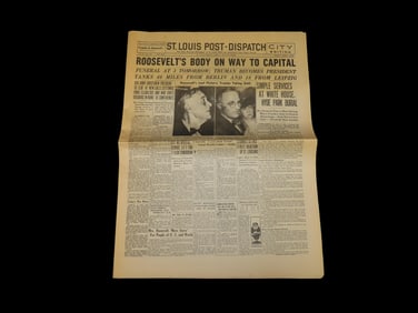 Historical 1945 St Louis Post Newspaper, Roosevelt's Body on way to the Capital, Full 25+ Page Paper