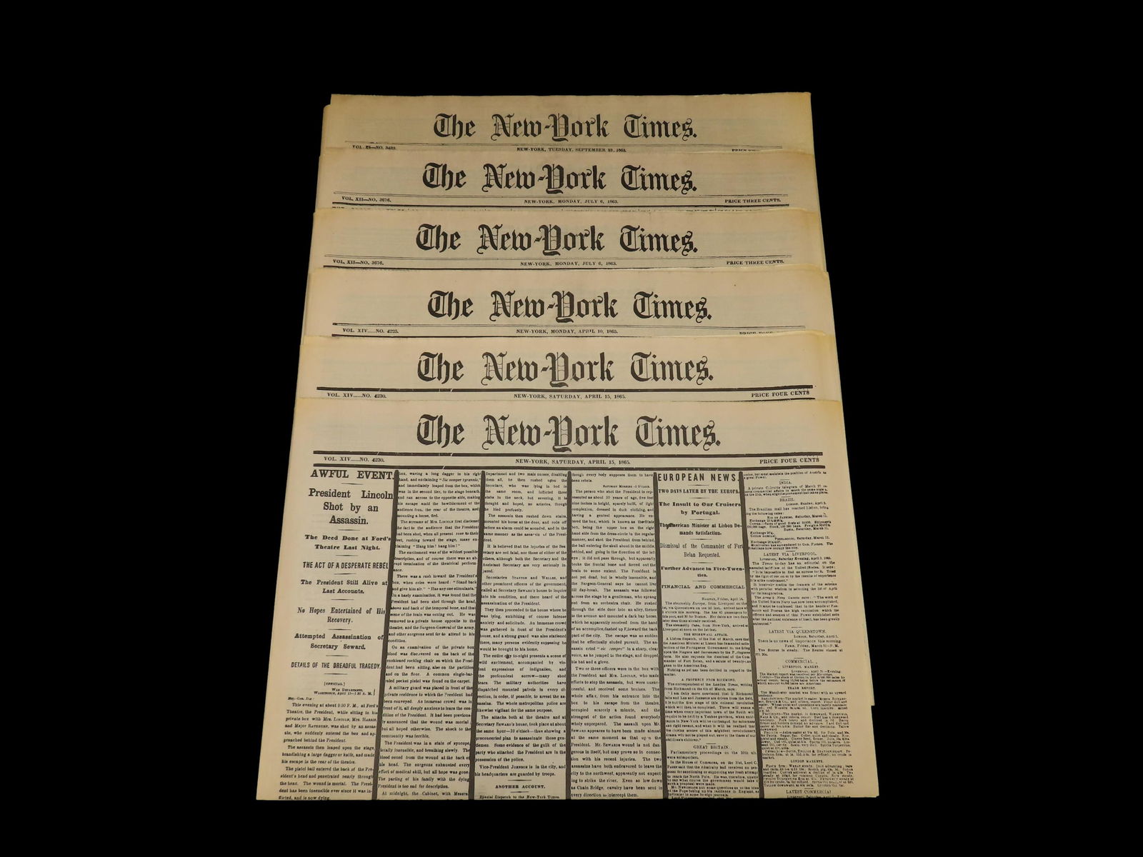 Historical 1862 Newspaper, The New York Times, Full Paper full of Historical Info, Pics, Adds,: Historical 1862 Newspaper, The New York Times, Full Paper full of Historical Info, Pics, Adds, Stories, Etc.