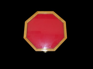 14" Octagon Frame, Wood & Glass with Hinged Latching Lid, Gently Used