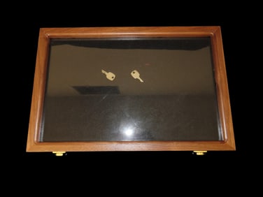 NEW 18" x 12" Walnut & Glass Frame with Hinged Latching Locking Lid