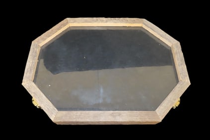 18 x 14" Octagon Frame, Wood & Glass with Hinged Latching Lid, Gently Used