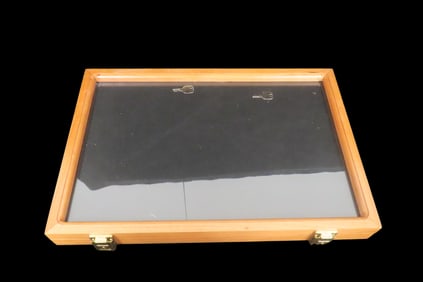 NEW 18" x 12" Cherry & Glass Frame with Hinged Latching Locking Lid