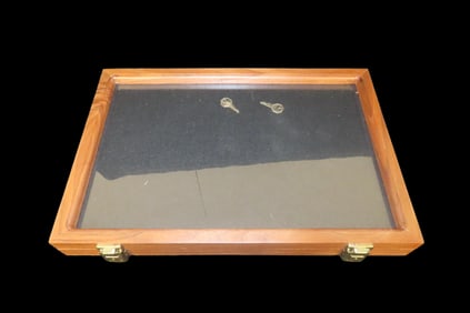 NEW 18" x 12" Walnut & Glass Frame with Hinged Latching Locking Lid