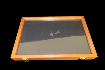 NEW 18" x 12" Cherry & Glass Frame with Hinged Latching Locking Lid