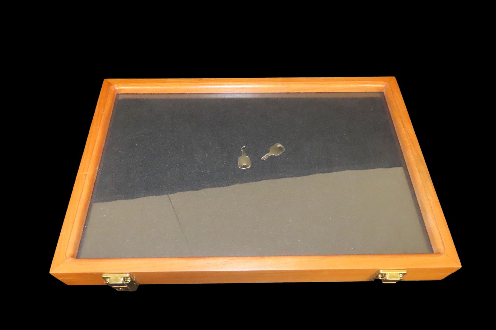 NEW 18" x 12" Cherry & Glass Frame with Hinged Latching Locking Lid: NEW 18" x 12" Cherry & Glass Frame with Hinged Latching Locking Lid