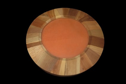 Nice 11' Round Wooden Frame w/ Glass front, Colorful Design, Gently Used