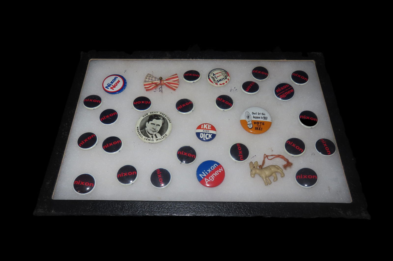 Framed Collection of Vintage Political Buttons, Advertising, Pins, etc. (1 of 7)