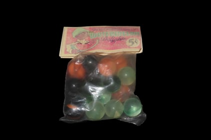 Vintage Watermelon Delight Bag of Marbles, Black Americana