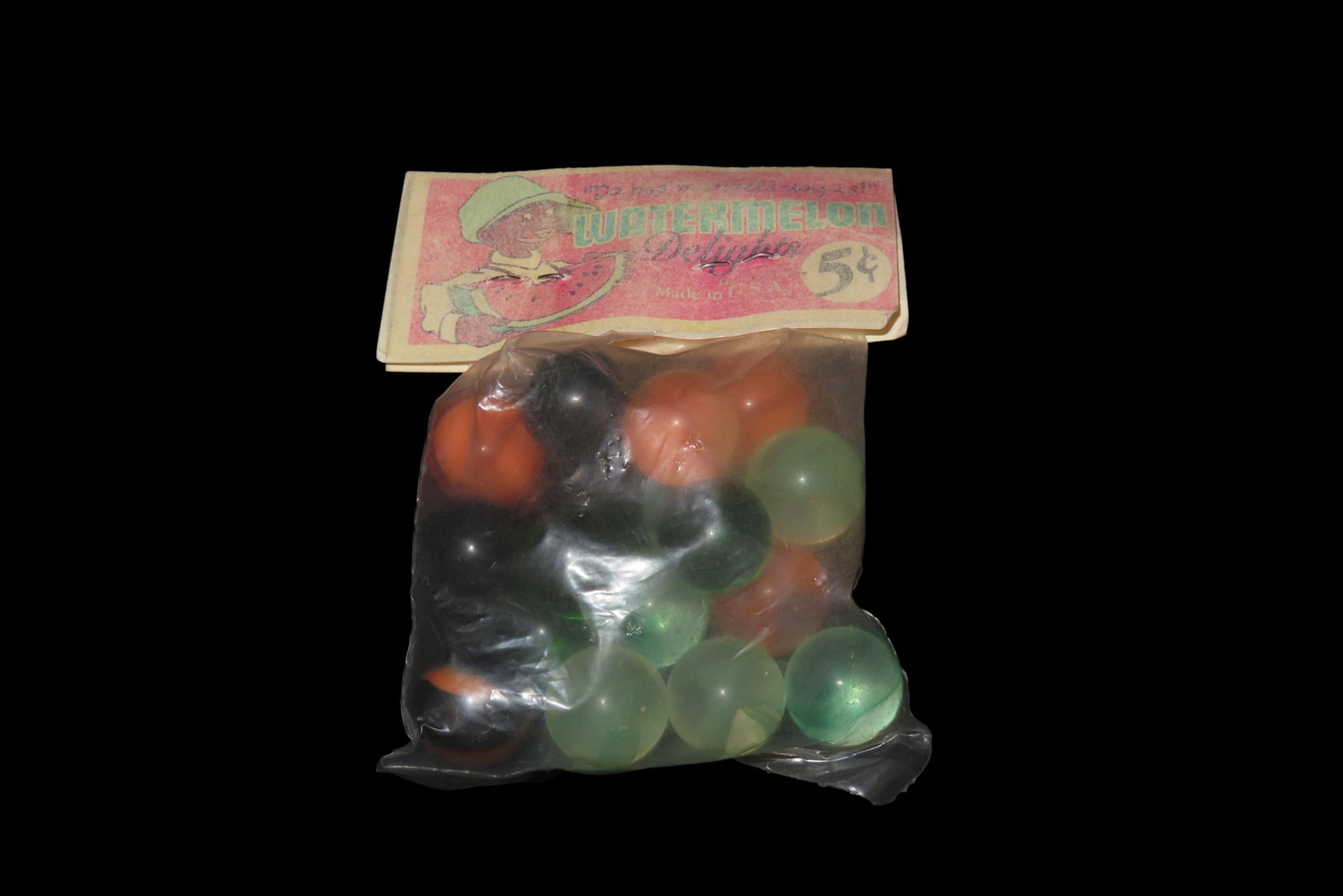 Vintage Watermelon Delight Bag of Marbles, Black Americana: Vintage Watermelon Delight Bag of Marbles, Black Americana