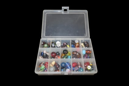 Tray Full of Colorful Glass Trade Beads