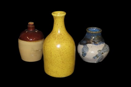 Lot of 3 Antique Glazed Mini Jugs, Crocks, Pots