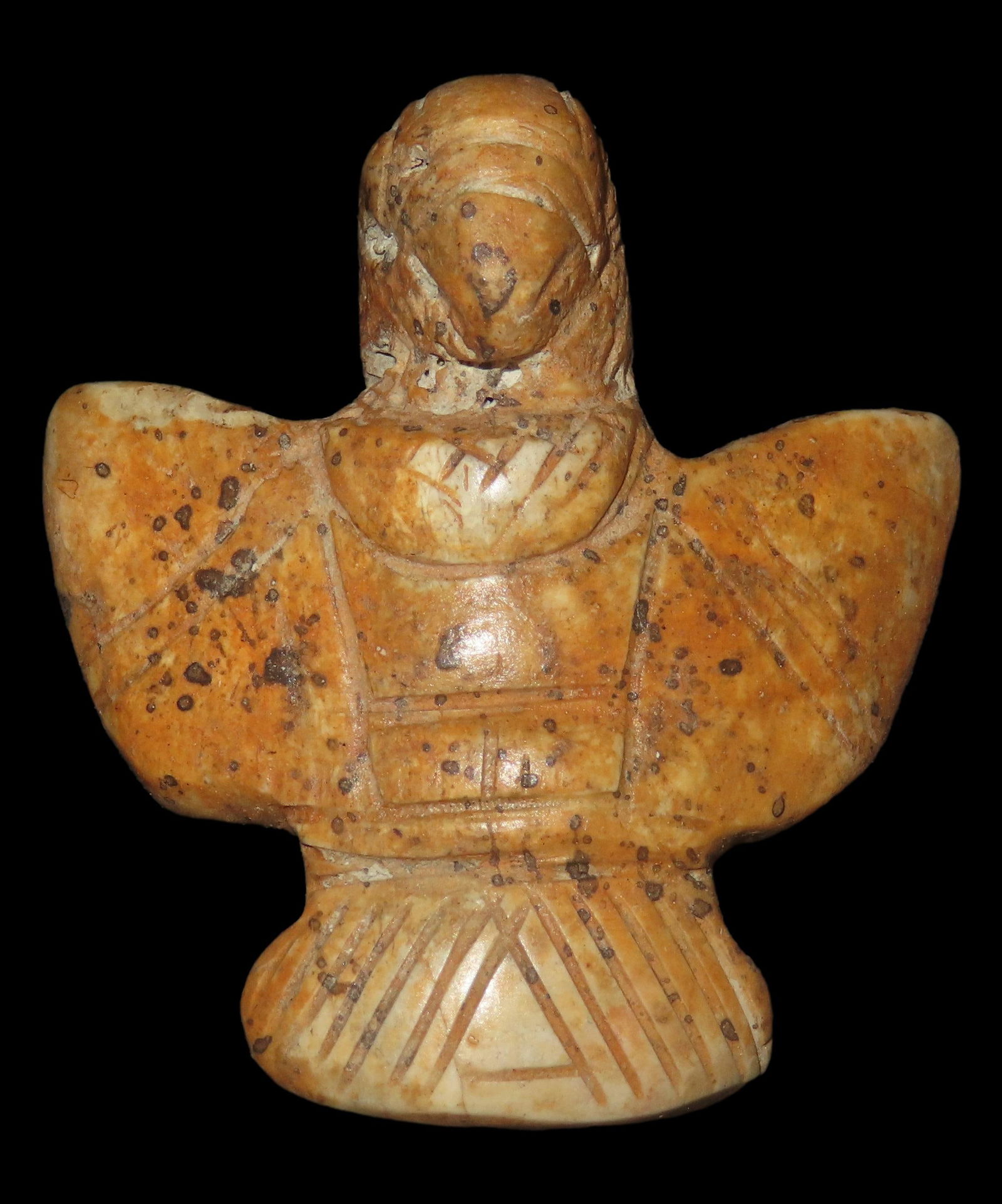 2 1/16" X 1 7/8" Pre Columbian Flying Bird Effigy Pendant Made From Bone, Found in Peru (1 of 10)