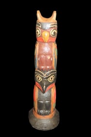 9 1/4 Colorful Totem Pole, From Northwest Coast