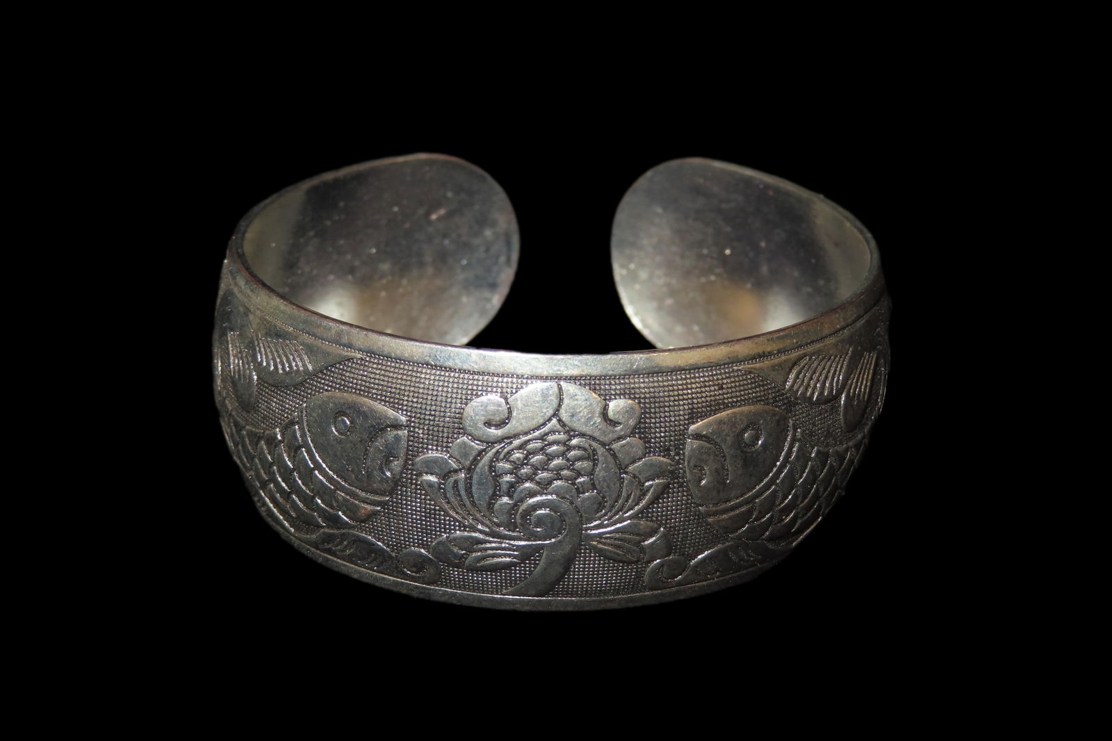 Antique Asian / Chinese Cuff Bracelet, Stamped (1 of 9)