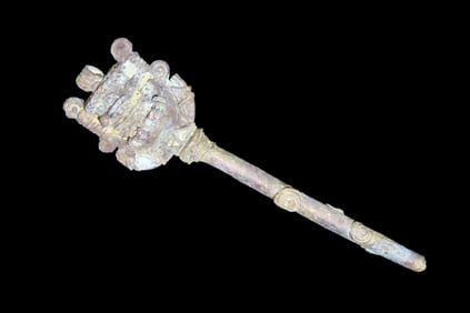 3 3/4" x 1" Copper Effigy Cloak Pin/Pendant, Motley COA, found in South America, Ex Steve Barras