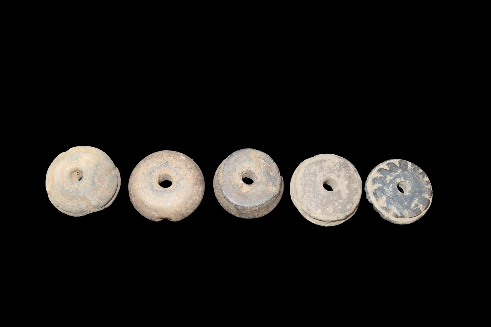 Set of 5 Pre-Columbian Effigy Pottery Beads, from Belize, Various Designs (1 of 5)