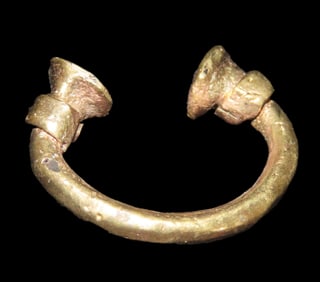 1" x 7/8" Pre-Columbian Tairona Tumbaga Nose/Ear Decoration, Gold content unknown