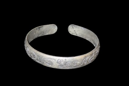 2 7/16" Vintage Chinese Stamped Cuff Bracelet