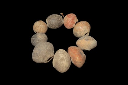 Group of 9 Pre-Columbian Pottery Whorl Beads, from Belize, Ex Herb Mangold Collection