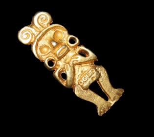 1 1/8" Pre-Columbian Tairona Tumbaga Style Goldtone Pendant