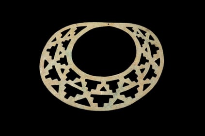 6 3/4" x 5" Pre-Columbian Copper Pendant, Motley COA, found in Peru, Ex Steve Barras Estate