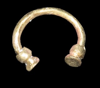 1 1/8" x 7/8" Pre-Columbian Tairona Tumbaga Nose/Ear Decoration, Gold content unknown