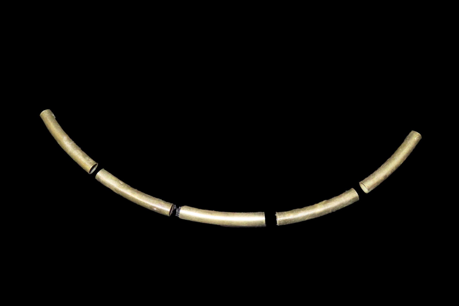 Set of 5 Pre-Columbian Rolled Copper Beads, from Belize: Set of 5 Pre-Columbian Rolled Copper Beads, from Belize