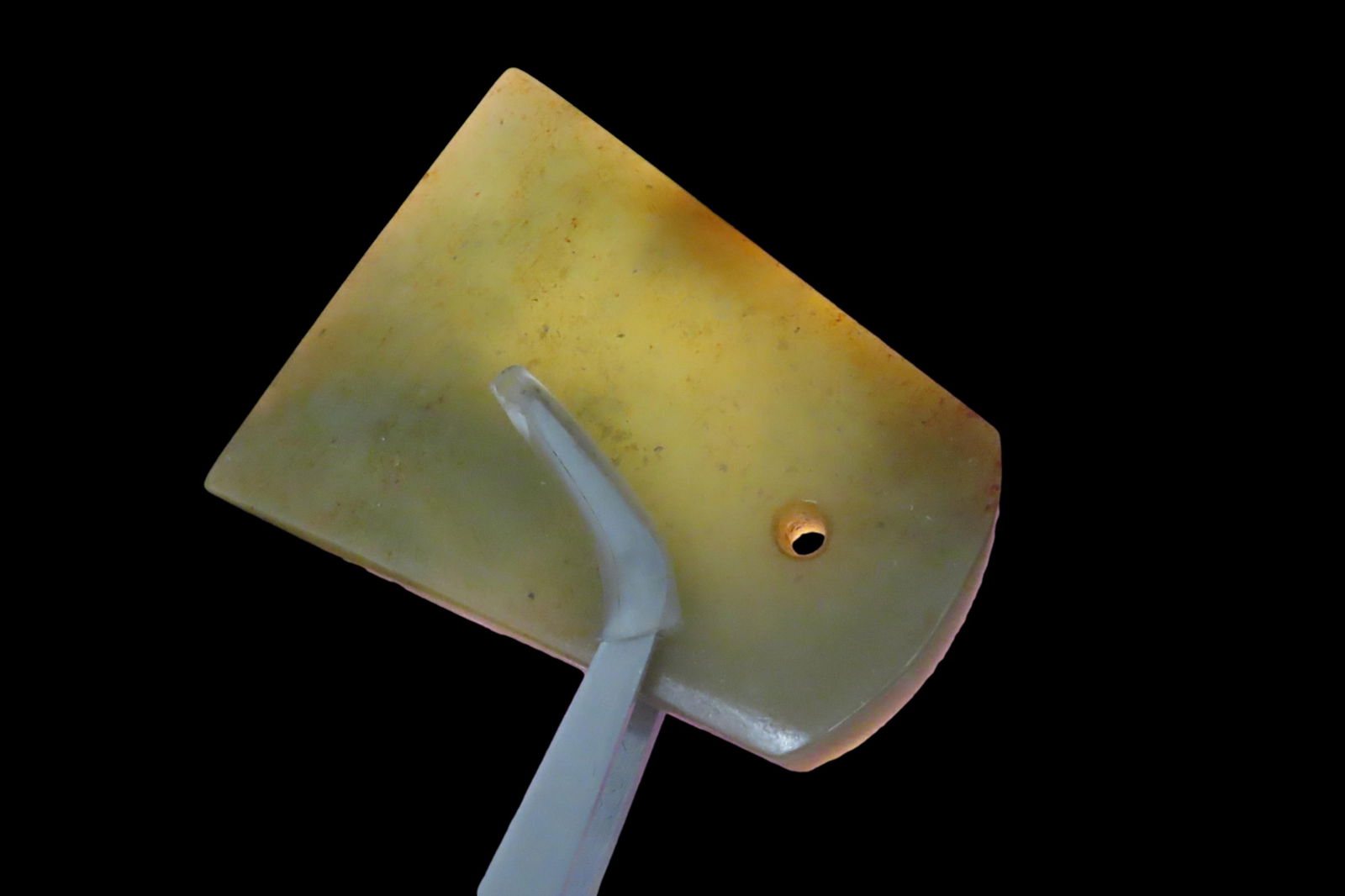 2 1/4" x 1 3/4" Neolithic Period Chinese Jade/Jadeite Celt, Semi Translucent (1 of 8)