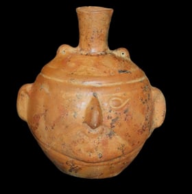 5 1/2" x 5" Peruvian Wari Vessel, Peru, Peruvian Wari vessels are distinct ceramic containers from